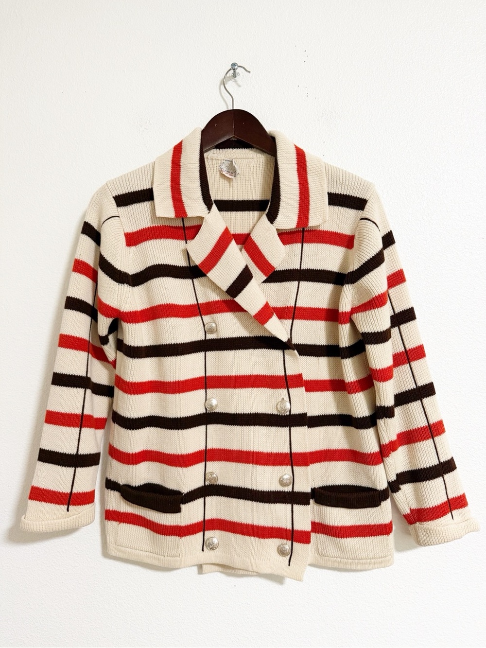 Vintage 70s Risa Striped Preppy Cardigan Sweater